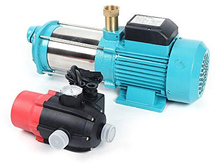 Kreiselpumpe Hauswasserwerk Pumpe Edelstahl Druckschalter Pumpensteuerung Gartenpumpe 1300W 4000 L/h Geeignet für Hofbewässerung Gartenbewässerung