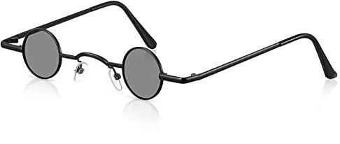 Photect Vintage Sonnenbrille mit Rundem Metall Rahmen Retro Brille mit Kleinem Kreis Hippie Ovale Sonnenbrille für Männer Frauen (Schwarz) (Schwarz)