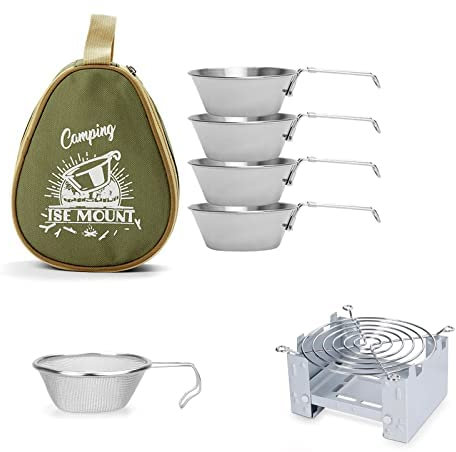 Outdoor Foldable Mini Stainless Steel No Electricity Camping Cookware Set, Indoor Emergency Foldable Convenient Storage Spirit Stove Camping Cooking Set For Hiking Hiking Survival And Picnic (Grün)