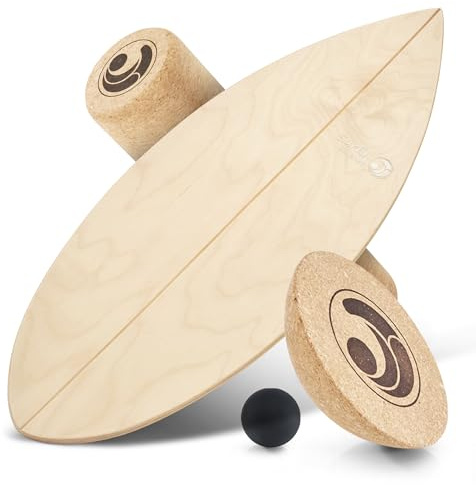 Balance Board [im Set mit App] Waveboard Wobble Board - Wackelbrett Balanceboards - Surf-Trainer Erwachsene & Jugendliche - Gleichgewichtstrainer Balance Board Kinder - Balance Board Holz