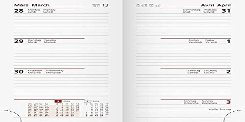 rido/idé Wochen-Ersatzkalendarium Modell Taschenplaner int. 2024 2 Seiten = 1 Woche Blattgröße 8,7 x 15,3 cm weiß