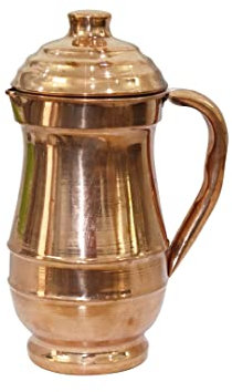 BRACOP® Wasserkrug aus reinem Kupfer, Trinkkrug – Wasserkrug aus reinem Kupfer mit Deckel, Wasserkaraffe, Trinkwasserflasche mit Karaffe für Sport und Fitnessstudio für Wassertrinkflasche