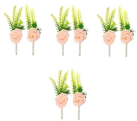 Abaodam 4 Sets Männer Hochzeit Trauzeugen Pin Echte Blumen Corsage Komfortable Hochzeit 2 Stück * 4