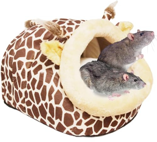 EAEDMY Guinea Pig Bed House & Hideout for Rat Bearded Dragon Hedgehog Ferret to Sleep and Hide, Guinea Pig Cage Accessories Habitat Décor (X-Large, 2.Giraffes)