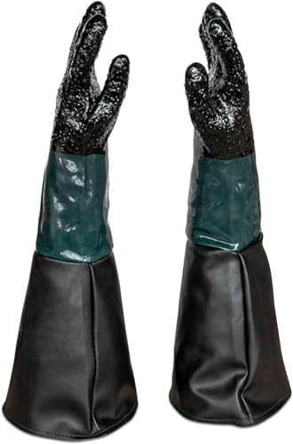 1 Paar Sandstrahlhandschuhe SBC-220/350/420/990 | für Sandstrahlkabine 220l, 350l, 420l oder 990l | 600 mm lange Handschuhe aus Gummi, gefüttert, Innentextilien, mit verstärkten Nähten