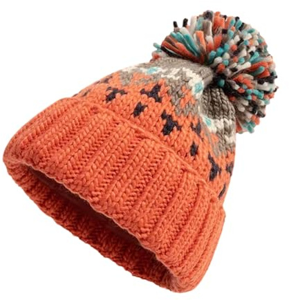 Smileshiney Stickad mössa med pom, pom-hattar, mjuk hatt, snöhatt för kallt väder och utomhus, vintermössa för kvinnor och flickor orange