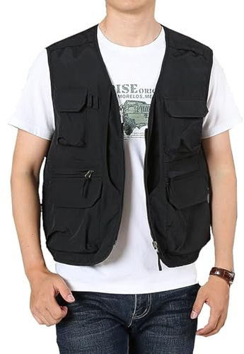 OlyljpinZ Homme Gilet de pêche en Multi-Poches Léger Respirant à Séchage Rapide Gilets De Plein air Loisirs sans Manche Veste de Sport Été Décontracté Manteau pour Camping Chasse Photographie Veste