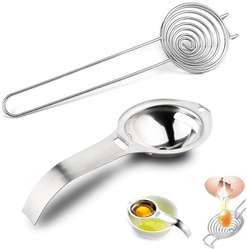 Separador de Huevos, Separador de Huevos de Acero Inoxidable, Separador de Yemas y Claras, Separador de Yemas con Mango, Separador de Huevos, Separador de Claras de Cocina, Ambos Tipos