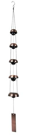 Reicyfang Windspiel für draußen, Glocken-Windspiel, Tempel-Windglocke, Kupfer-Windspiel mit 5 Glocken, Tempel-Windspiel, Feng Shui-Windspiel, Gedenk-Windspiel, musikalisch gestimmtes Glockenspiel,