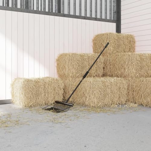 vidaXL Horquilla de rastrillo con 18 púas de Acero Negro, Horquilla para Caballos, Horquilla metálica, Horquilla para Compost