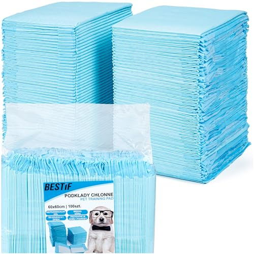 BESTIF Trainingspads für Hunde 60x60cm 100er- Pack 6-lagig Blau | auslaufsichere Trainingsunterlagen Welpen Haustiere Training Pads Set 100 Stück