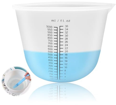 Vaso medidor de silicona, 1000 ml, taza medidora de silicona grande, resina epoxi, taza medidora para resina epoxi, cera, herramientas adhesivas, molde de silicona para moldear, manualidades