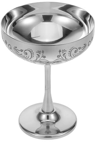 ABOOFAN Stainless Steel Martini Glasses Cocktail Coupe Glasses Wine Goblet Ice Cream Bowl Dessert Bowl Metal Pudding Cups Salad Dessert Holder for Home Kitchen 280ml