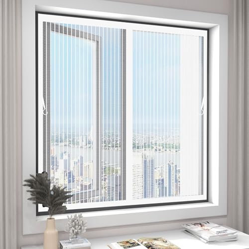 Fliegengitter Tür 140 x 45 cm Insektenschutz, Stärkere Magneten Fliegengitter Fenster Mückengitter mit Selbstklebendes Klettband für Tür, Fenster, Balkontür, Weiß