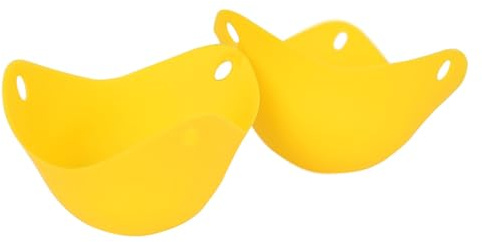 2x Silicone Egg Poachers - Yellow - Non-Stick Kitchen Frying Pan Microwave Induction Cooker Poached Egg Maker Cups Set - By Ashley
