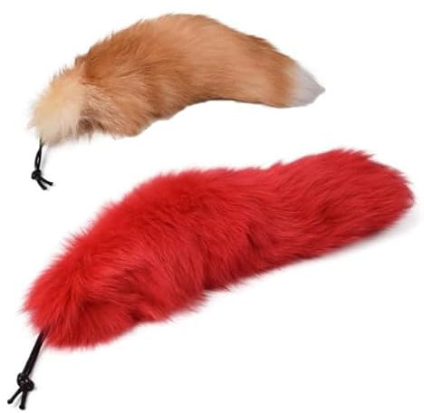 Nocyclonic 2 Pieces Tierschwanz Anhänger etwa 43cm Fell Schwanz Keychain Extra Groß Schlüsselring fox tail Tasche Zusätze Fuchsschwanz Anhänger thetherian schwanz Kunstfell Foxtail (11)