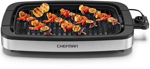 Chefman Indoor Electric Grill 1500W, 38x23 Extra Large Grilling Surface, Nonstick Table Top Grill for Indoor Grilling and BBQ with Adjustable Temperature Control, Drip Tray, Dishwasher - Safe Parts