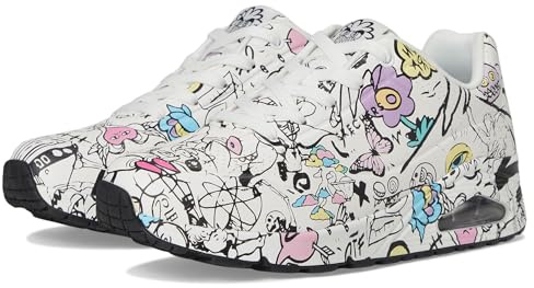Skechers Uno-Process Sketch - Tenis para mujer, Blanco/Multicolor, 37 EU