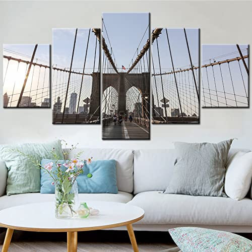 Leinwanddrucke Wandkunst Leinwanddrucke New York Landschaftsmalerei Brooklyn Bridge Poster Dekorative Wandbilder Wohnzimmer Dekoration Rahmenlos