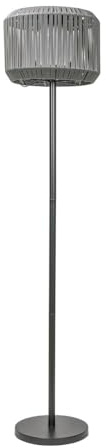 ValueLights | Grey Rattan Solar Powered Outdoor Garden Floor Lamp with Drum Shade