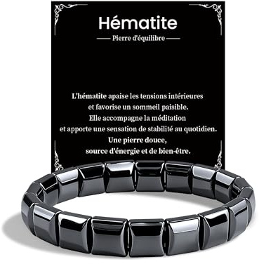 VGWON Bracelet Hematite Homme, Idee Cadeau Homme Cadeau Anniversaire copain