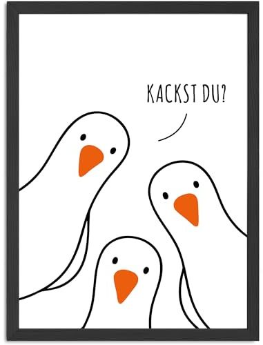 MoonWorks® Poster Bilder Badezimmer Spruch lustig Kackst du Katze Möwe Wand-Deko Bad WC lustige Sprüche Digitaldruck