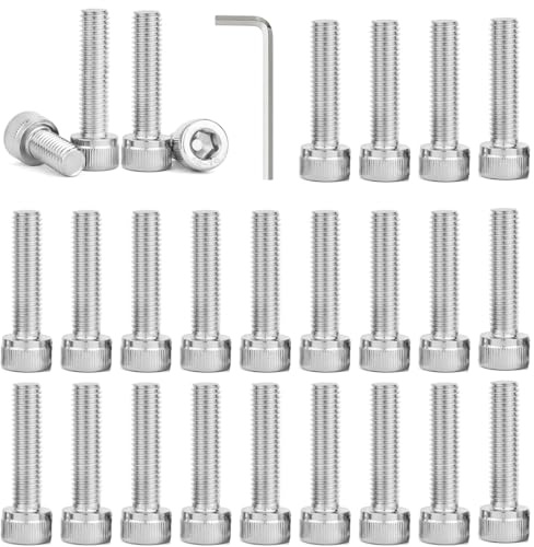 DIFLAX 30 Stück M5*30mm Zylinderschrauben mit Innensechskant Zylinderkopfschrauben mit Schraubenschlüssel DIN 912 Edelstahl（A2 V2A）Schrauben für Industriemaschinen Kraftfahrzeuge Bauwesen