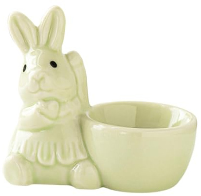 Coquetier en céramique en forme de lapin pour œufs à la coque, petit déjeuner, dîner - Vert