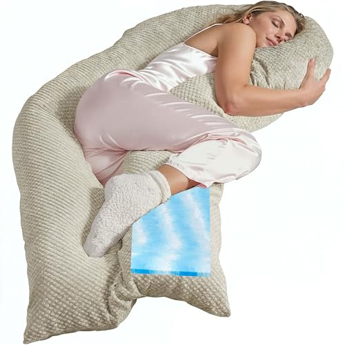 Traumreiter Seitenschläferkissen Visco L langes Wendekissen Memory Foam [orthopädisch] + Watte Seite | Schwangerschaftskissen Kissen Schlafen, Stillkissen, Komfortkissen mit Bezug Leinen Farbig Deluxe