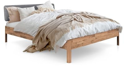 byoak Massivholzbett Penny - mit Polsterkopfteil - Doppelbett aus Holz - 200 x 200 cm - Geölt - Wildeiche