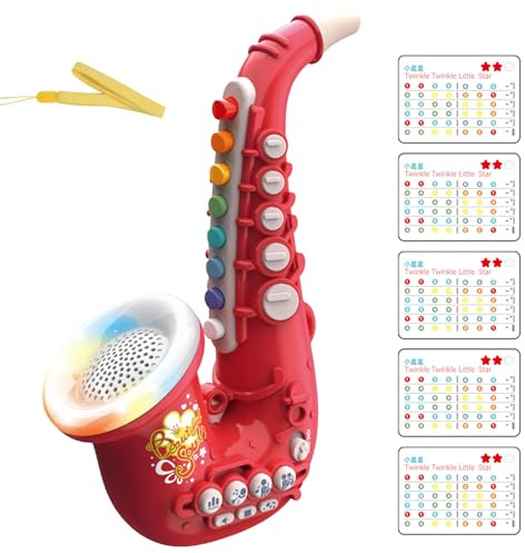 Sassofono per bambini - Strumenti musicali con luce e suono, Simulazione musicale per bambini piccoli, Strumento giocattolo educativo, Giocattolo didattico musicale interattivo ragazzi