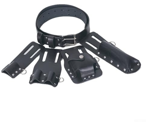 babominimer Ensemble de ceinture à outils en cuir avec 5 organiseurs pour clés, règles de niveau, marteaux et pinces à souder, support ergonomique résistant à l'usure marron noir pour bricolage (noir)