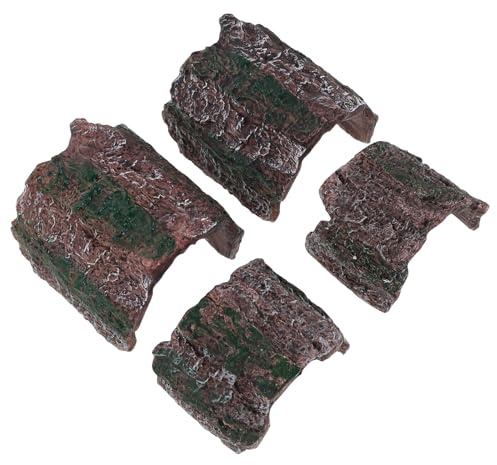 Supvox 4stücke Reptilienversteck aus Kunstrinde Felshöhle für Echsen und Schlangen Terrarienunterschlupf als Spinnenhaus und Garnelenversteck Deko für Reptiliengehege und Aquarium