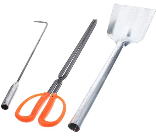 Levemolo Set Attrezzi per Caminetto 3 Pezzi in Ferro Leggero, Pala Raccogli Cenere e Pinza per Fuoco Ergonomica, Accessori per Stufa e Braciere Domestico Inverno