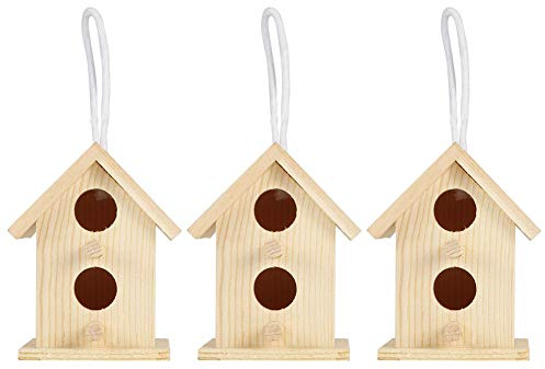 Fafeicy Maisons à Oiseaux Suspendues 3 Pièces, Abris à Oiseaux en Bois Innovants pour Pinson Moineau, Décoration de Jardin de Patio Extérieur