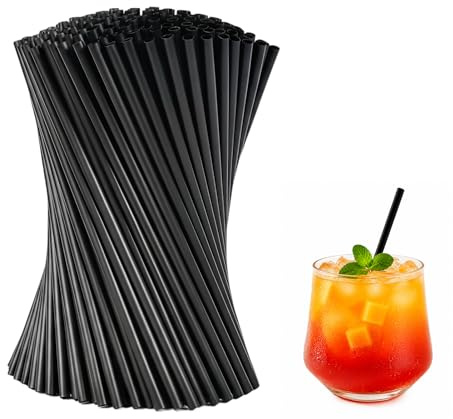 100 Pailles En Plastique Noir Réutilisables, Robustes Et Durables, Paille Plastique De Qualité Alimentaire, Parfaites Pour Cocktails, Cafés, Smoothies, Jus, Bars, Restaurants Et Fêtes