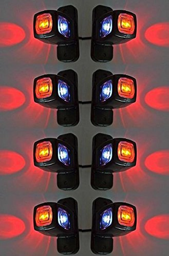 8 x sida bakre konturer trippelfunktion tuschbelysning 24 V 12 V släp skåpbil lastbil husvagnschassi husvagn orange vit röd