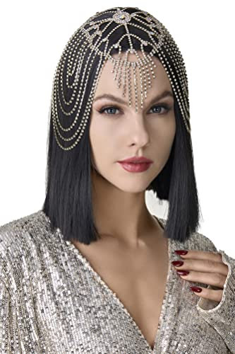 BABEYOND 1920s Stirnband Damen Haar Kette Gatsby Kostüm Accessoires 20er Jahre Flapper Blinkendes Haarband Gold