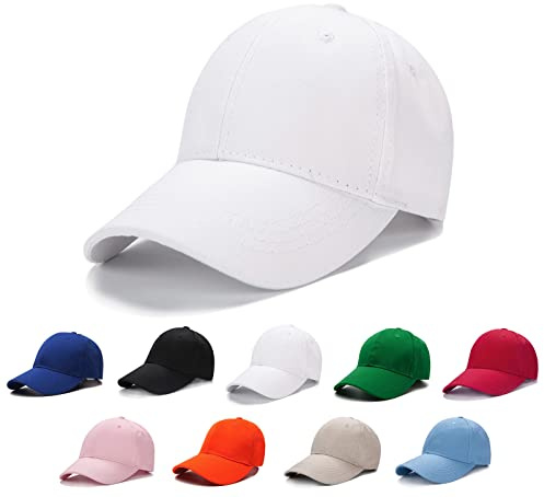 Edoneery Baseball Cap for Kids-Adjustable Washed Cotton Golf Toddler Hat for Boys & Girls White