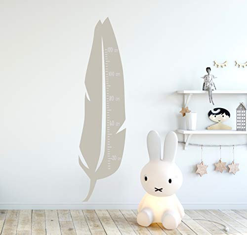Messlatte für Kinder Feder Wandtattoo zum Kleben Wandaufkleber Körpergröße messen Wandsticker Skala