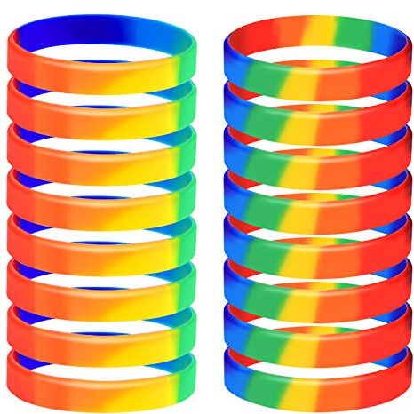 TUPARKA 20pcs Gay Pride Wristbands LGBT Lesbian Rainbow Wristbands Silicone Sports Rubber Bracelets （6 Colors）