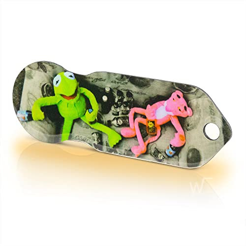 Einkaufswagenlöser ® Frosch & Panther/Entriegler für Einkaufswagen – inkl. 1 Jahr Schlüsselfundservice/Einkaufswagenchip abziehbar/Einkaufschip zum rausziehen/Schlüsselanhänger Metall / 1 Stück