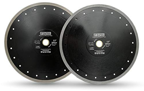 DT-DIATOOL Disque à Tronçonner Diamante 2 Pièces 300 mm x 25,4 mm/20 mm Lame de Scie avec X Maille Turbo pour Porcelaine Tuile Marbre Céramique Granit