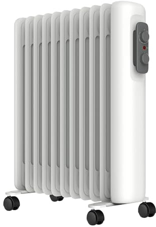 MYLEK Oil Filled Radiator 2500W Electric Space Heater, Portable With Adjustable Thermostat, 3 Heat Settings, Tip Over Switch Protection, Portable, Energy Efficient (2.5kW)
