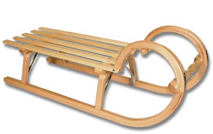 Ress Gebirgsrodel, Holzschlitten mit Hörner zum festhalten, Rennrodeln, Hörnerschlitten, Schlitten, Rodelschlitten (100 cm Lattensitz)