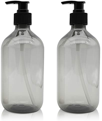 Leere Pumpflaschen, 2 Stück, 500 ml, nachfüllbare Flasche für Kochsoßen, Flüssigseifenspender, nachfüllbarer Behälter für Kochsoßen, ätherische Öle, Lotionen, Seife, Bio-Schönheitsprodukte (Grau)