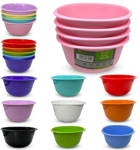 ECO Reusable Unbreakable Colourful Plastic Bowls Set of 4 Shatterproof 100% Food Safe Perfect for Camping, Indoor, Outdoor, and Picnic (Pink, Small 800ml)