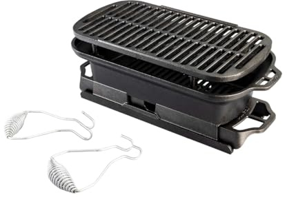 Lodge Pre-Seasoned Cast Iron Grill - 19.5 Inch Sportsman's Pro Grill with Easily Adjustable Airflow