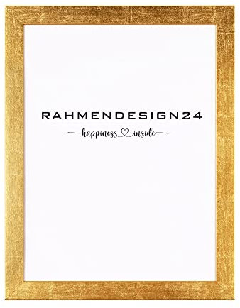 Rahmendesign24 Bilderrahmen London 80x120 Blattgold Fotorahmen, Wechselrahmen, Posterrahmen, Puzzlerahmen