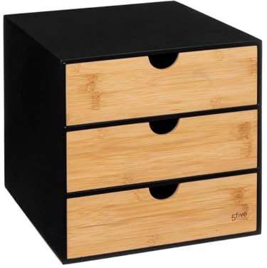 Rangement 3 tiroirs bambou Noir Bava - 5 five simply smart